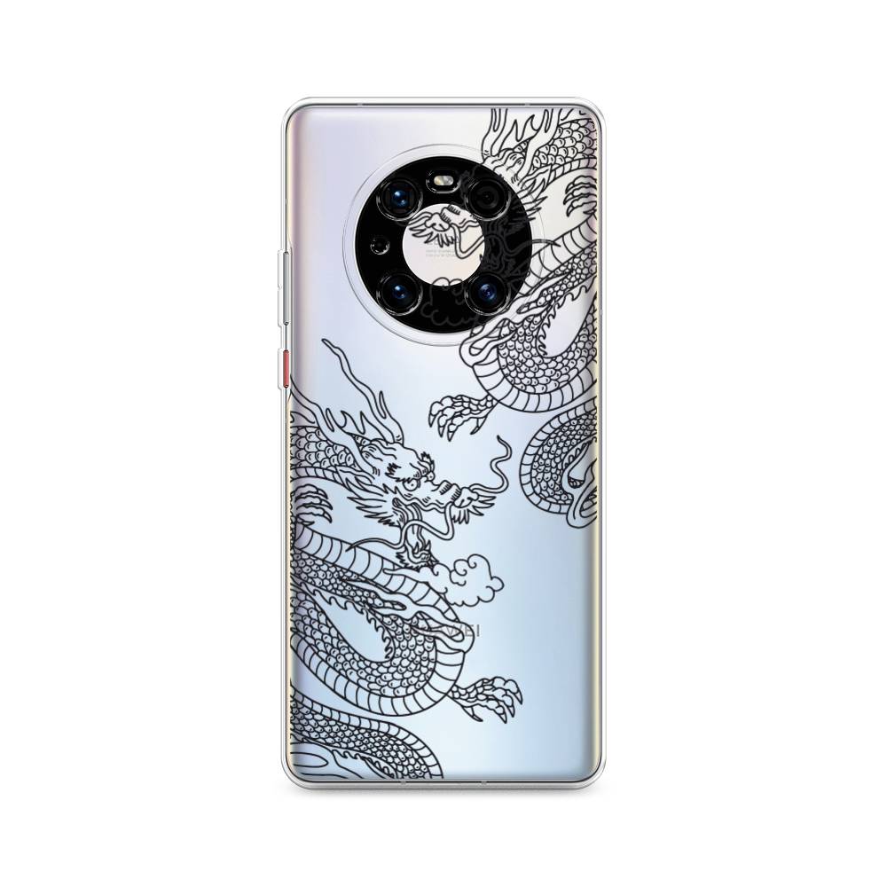 

Чехол на Huawei Mate 40 Pro "Два китайских дракона", Серый;черный, 6104450-1