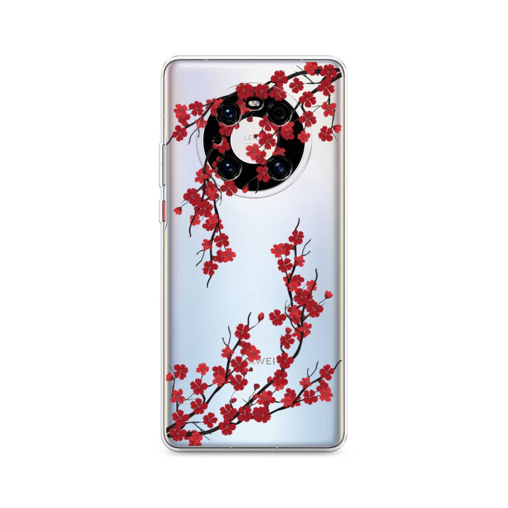 

Чехол на Huawei Mate 40 Pro "Красная сакура", Красный;черный, 6104450-2