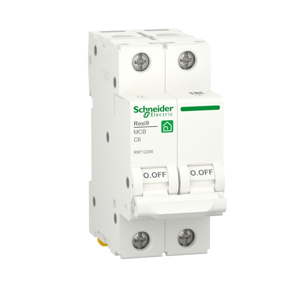 

Автоматический выключатель Schneider Electric RESI9 АВ С 6А 2P 6000A R9F12206