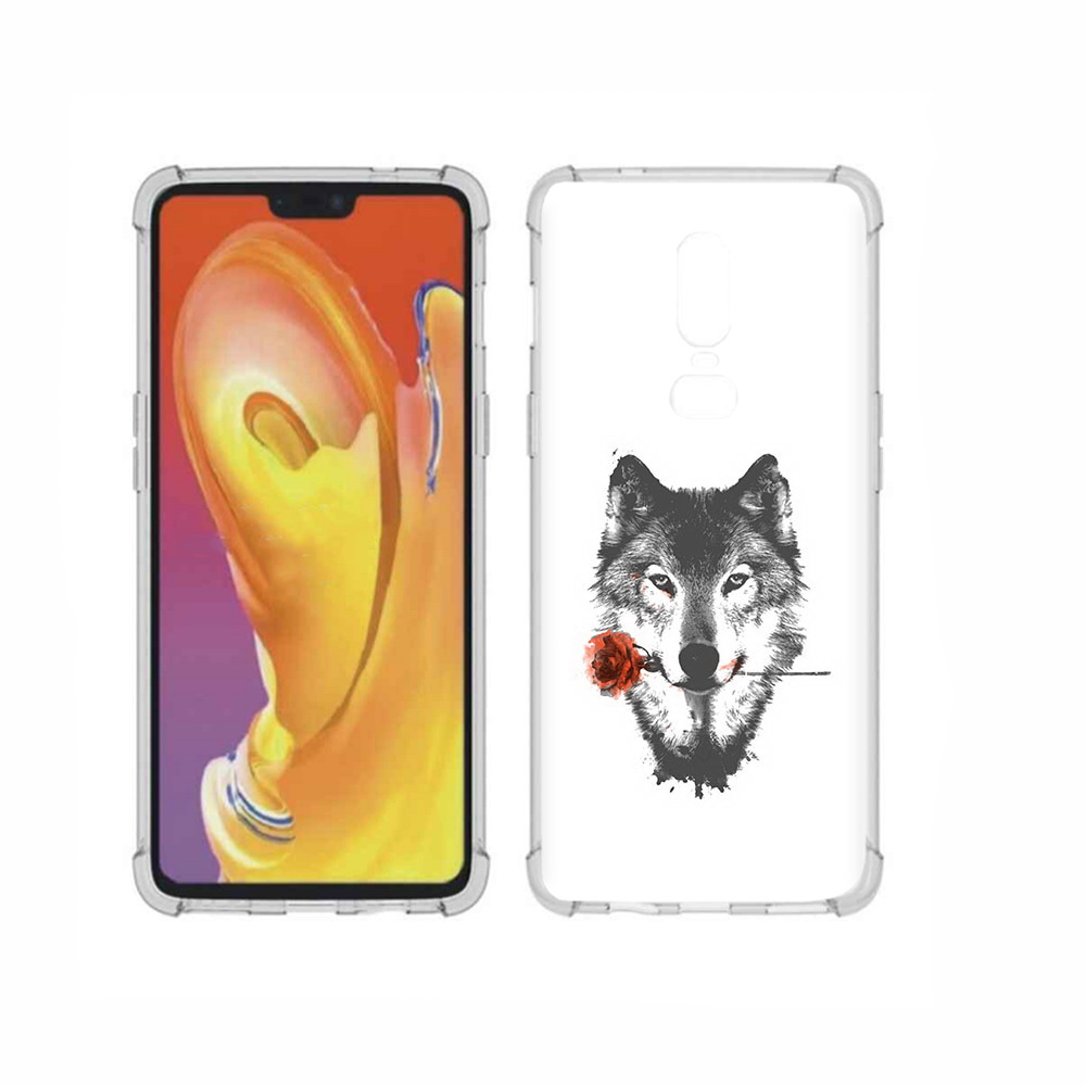 

Чехол MyPads Tocco для OnePlus 6 волк с розой, Прозрачный, Tocco