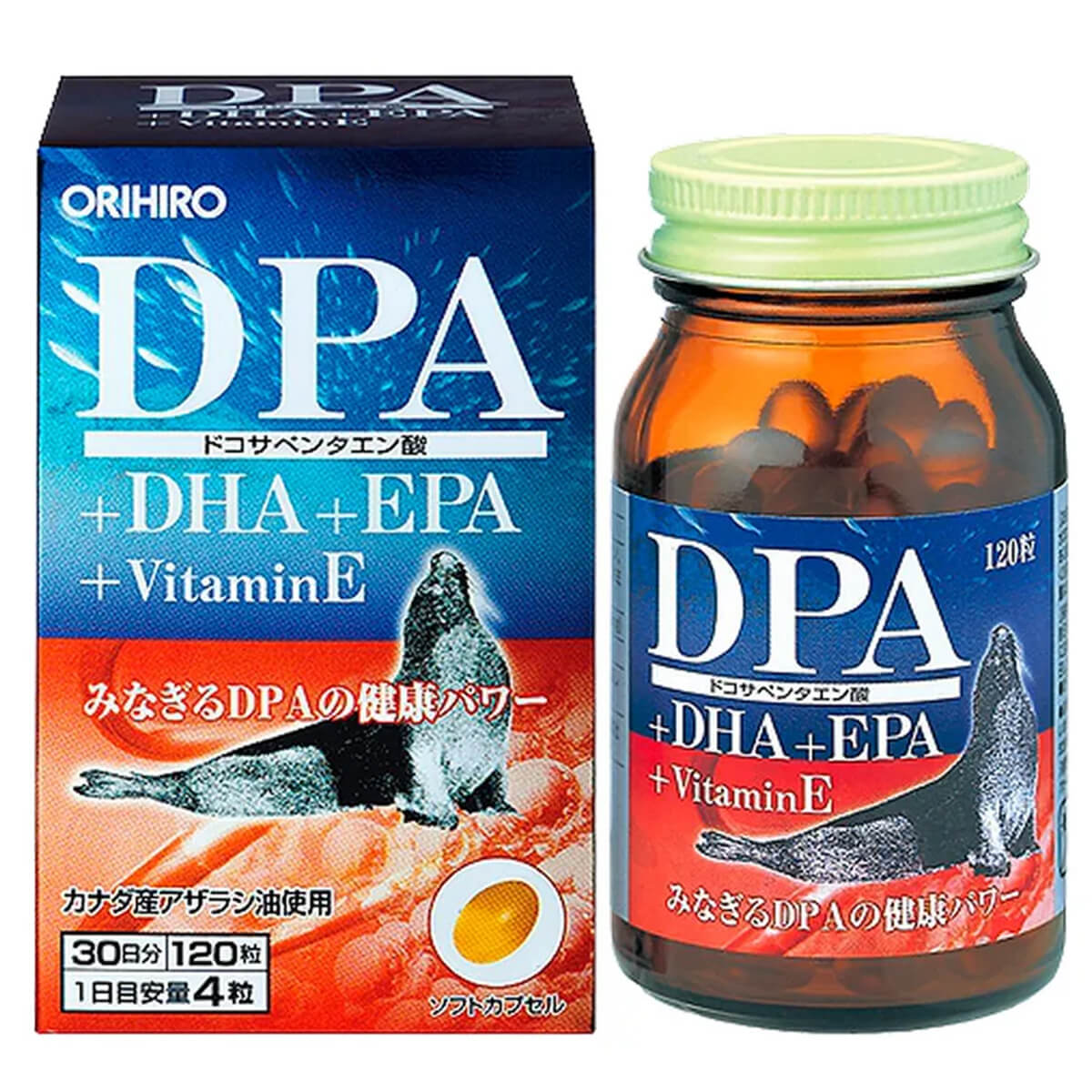 

Orihiro Омега-3 жирные кислоты DPA+ DHA+EPA капсулы массой 360 мг 120 шт.