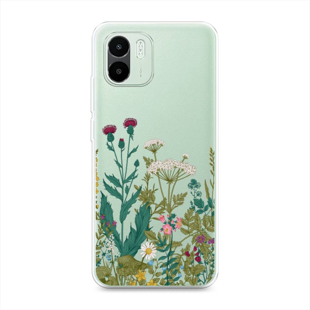 

Чехол на Xiaomi Redmi A1 "Дикие полевые цветы", Зеленый;розовый;белый, 316350-2