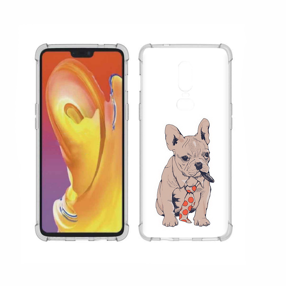 

Чехол MyPads Tocco для OnePlus 6 бульдог с сигарой, Прозрачный, Tocco
