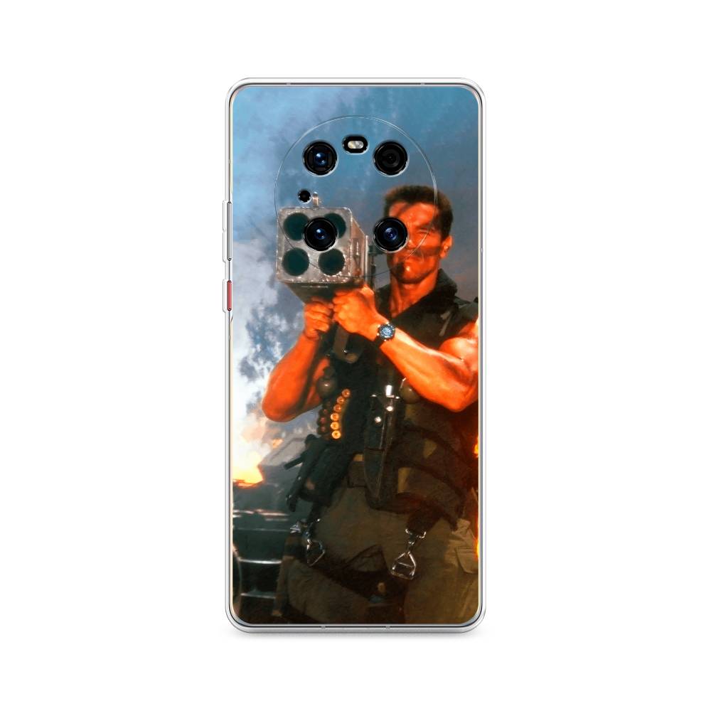 

Чехол на Huawei Mate 40 Pro "Арнольд Шварцнеггер с базукой", Голубой;коричневый, 6104450-6
