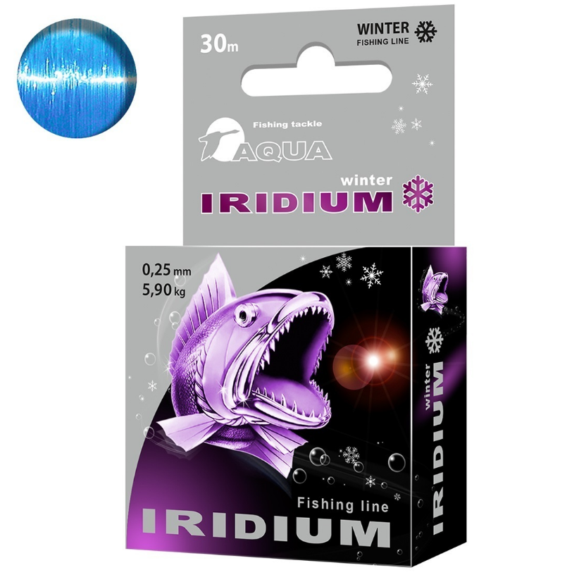 

Монофильная леска AQUA IRIDIUM 0,25mm 30m, голубой, test - 5,90kg 1 шт., Iridium