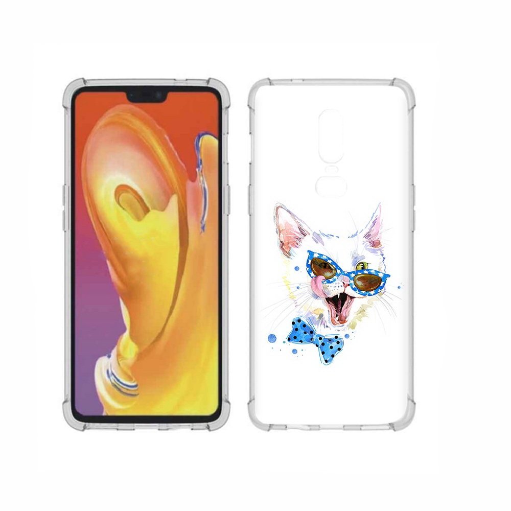 

Чехол MyPads Tocco для OnePlus 6 белый кот, Прозрачный, Tocco