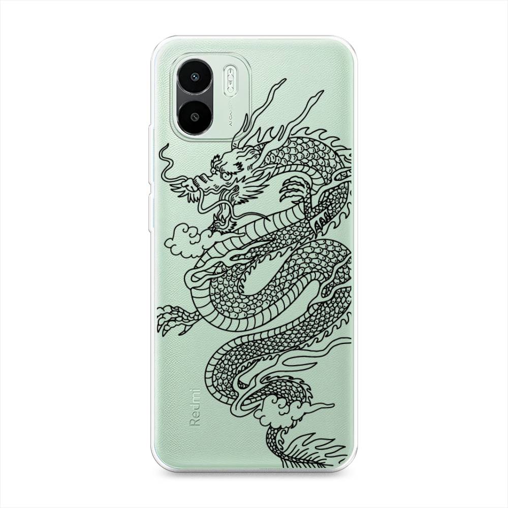 

Чехол на Xiaomi Redmi A1 "Большой китайский дракон", Черный;серый, 316350-1