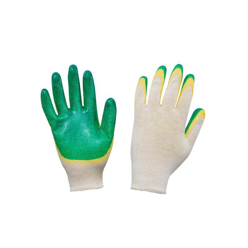 Перчатки защитные хлопковые с двойным латексным покрытием, белые/зеленые, 13 класс, размер перчатки хлопчатобумажные стандарт 5 нитей с двойным латексным обливом 10 xl зеленые