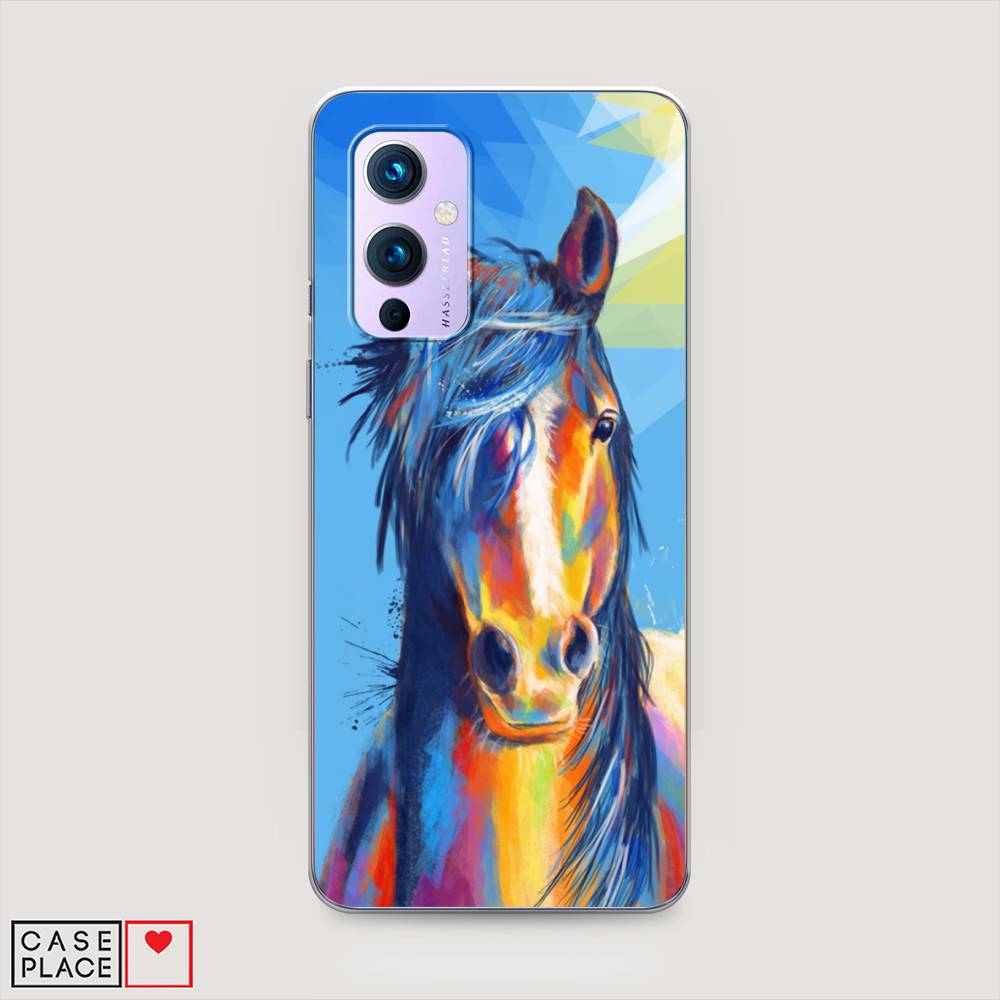 

Чехол на OnePlus 9 LE2113 "Лошадь арт 3", Голубой;желтый;синий, 151450-1