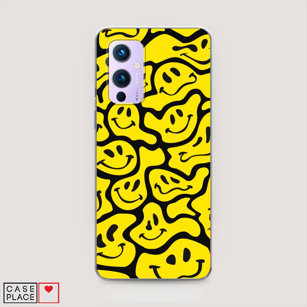 

Чехол на OnePlus 9 LE2113 "Расплывчатые смайлики желтые", Черный;желтый, 151450-6