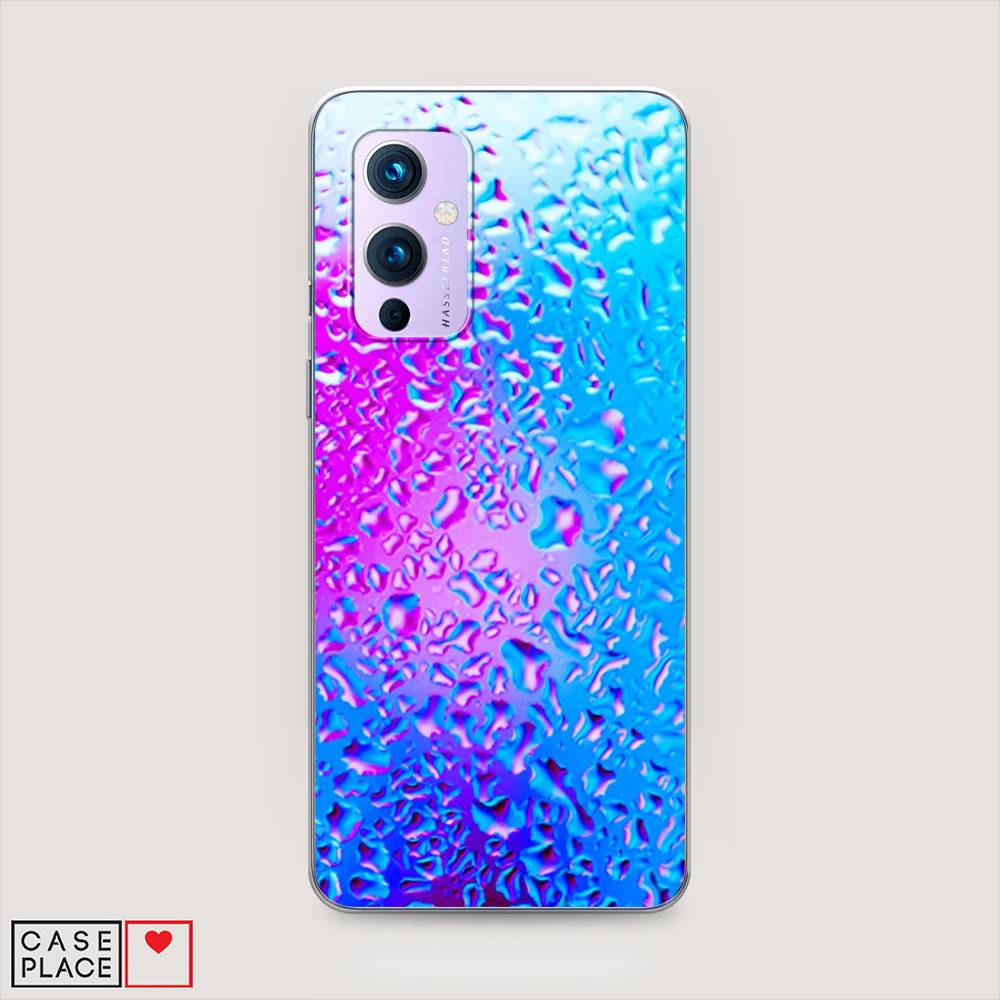 

Чехол на OnePlus 9 LE2113 "Капли на стекле", Голубой;розовый, 151450-3