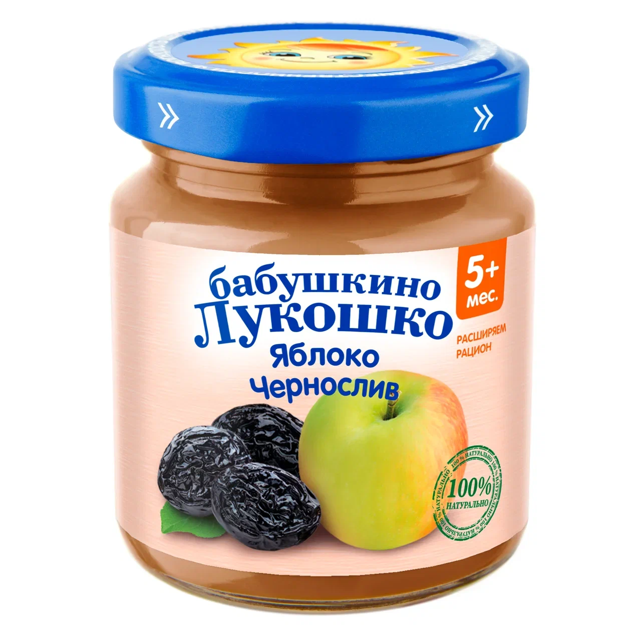 

Пюре фруктовое Бабушкино Лукошко Яблоко-чернослив с 5 мес. 100 г, 1 шт., Яблоко чернослив