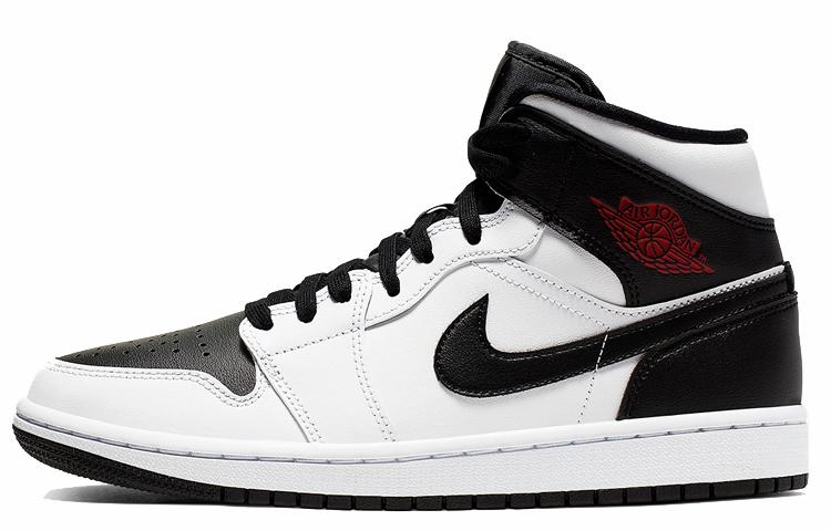 

Кеды унисекс Jordan Air Jordan 1 Mid White Black Red белые 39 EU, Белый, Air Jordan 1 Mid White Black Red