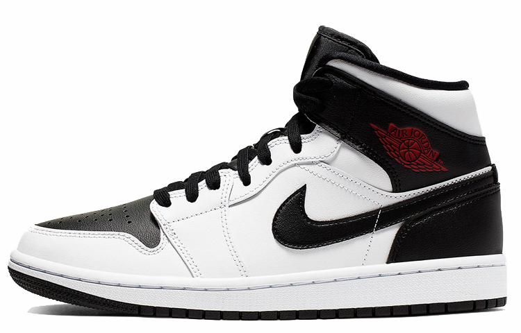 

Кеды унисекс Jordan Air Jordan 1 Mid White Black Red белые 44 EU, Белый, Air Jordan 1 Mid White Black Red