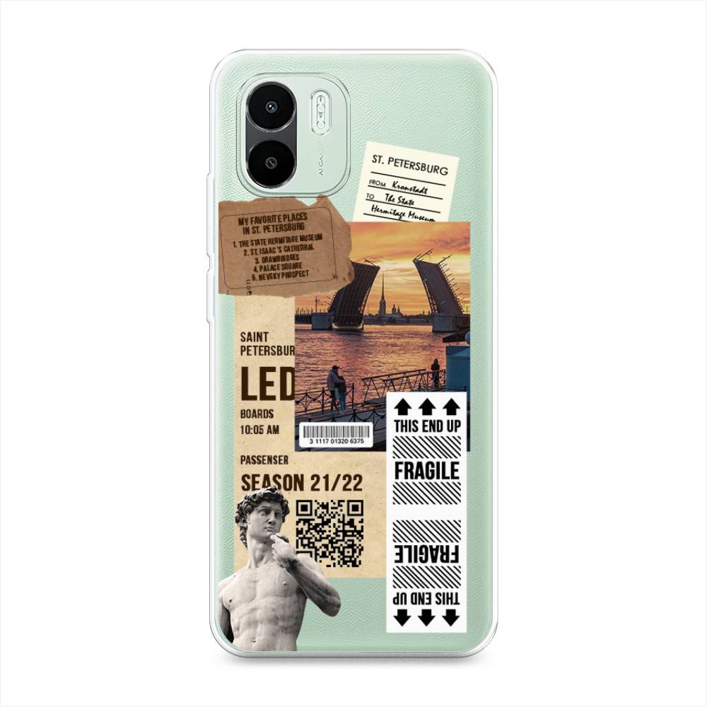

Чехол на Xiaomi Redmi A1 "Санкт-Петербург коллаж", Коричневый;бежевый;белый, 316350-6