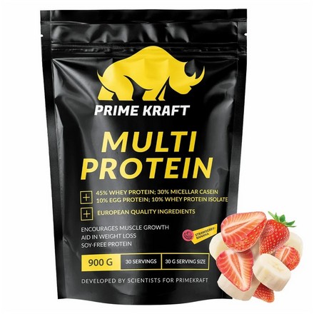 Протеин Prime Kraft Multi Protein многокомпонентный со вкусом Клубника-банан 900 г