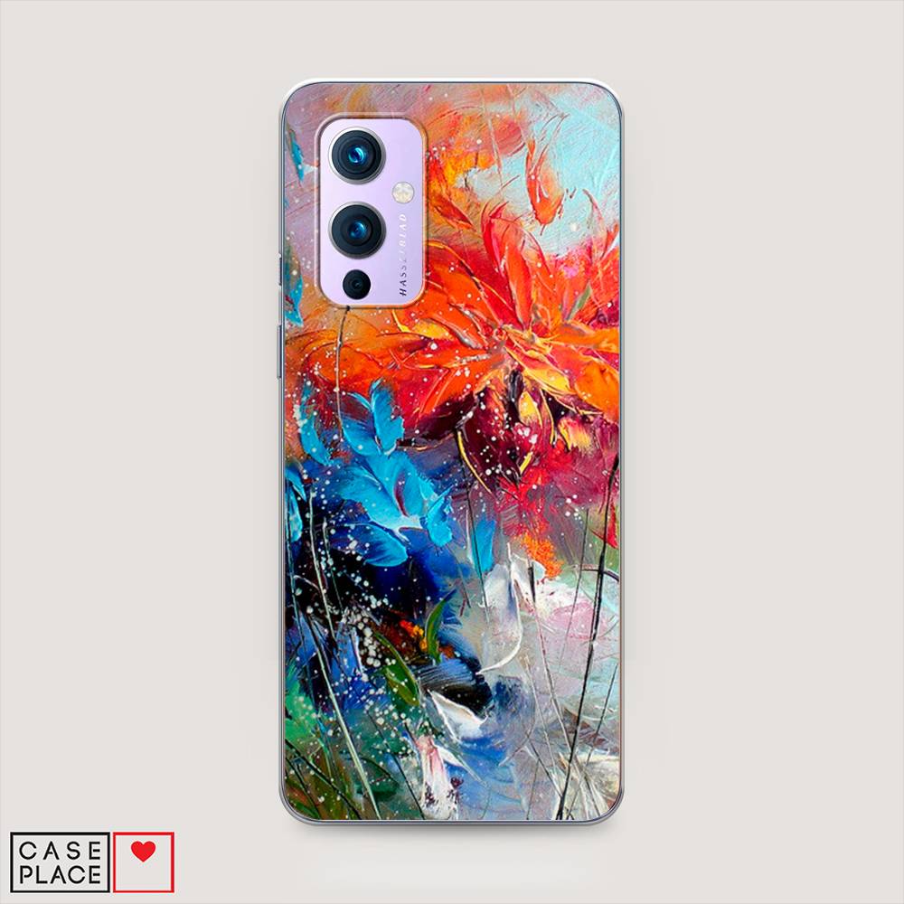 

Чехол на OnePlus 9 LE2113 "Абстрактные цветы", Оранжевый;синий, 151450-4