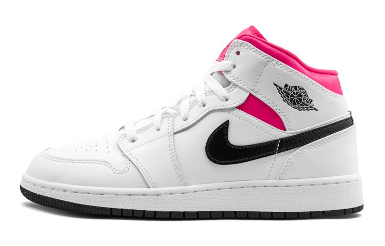 

Кеды унисекс Jordan Air Jordan 1 Mid White Black Hyper Pink GS белые 37.5 EU, Белый, Air Jordan 1 Mid White Black Hyper Pink GS