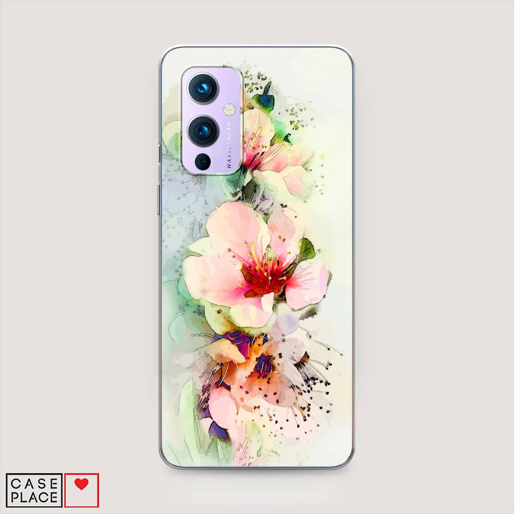 

Чехол на OnePlus 9 LE2113 "Нежные цветы", Зеленый;розовый, 151450-2