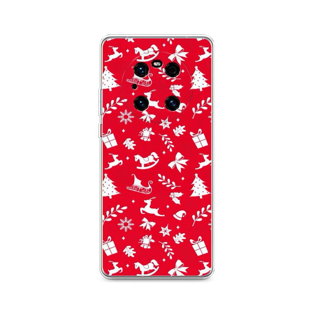 

Чехол на Huawei Mate 40 Pro "Красный новогодний фон", Красный;белый, 6104450-5