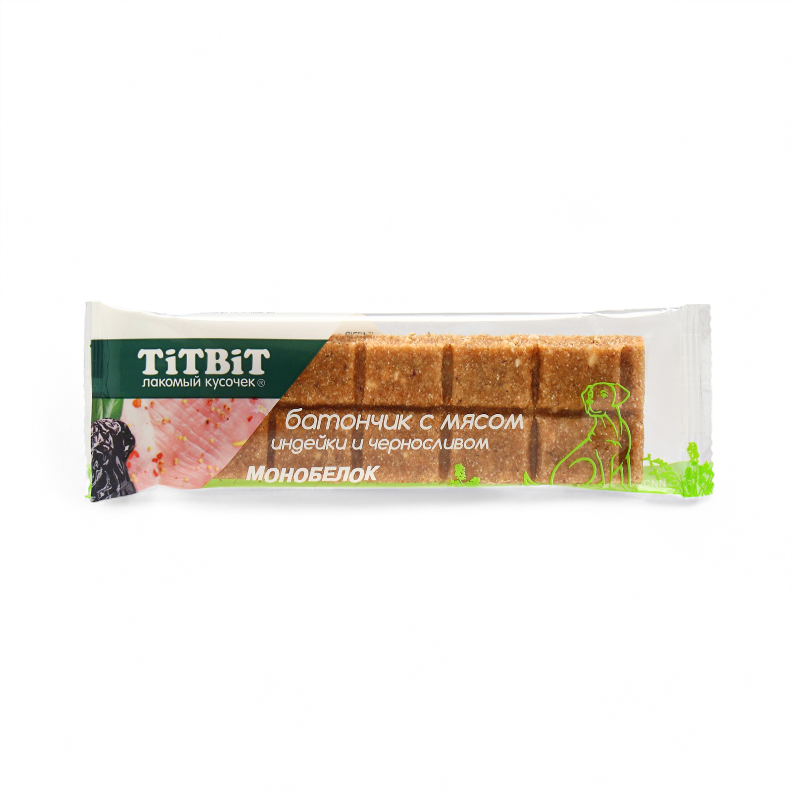 

Лакомство для собак TiTBiT батончик с индейкой и черносливом, 2шт по 40г