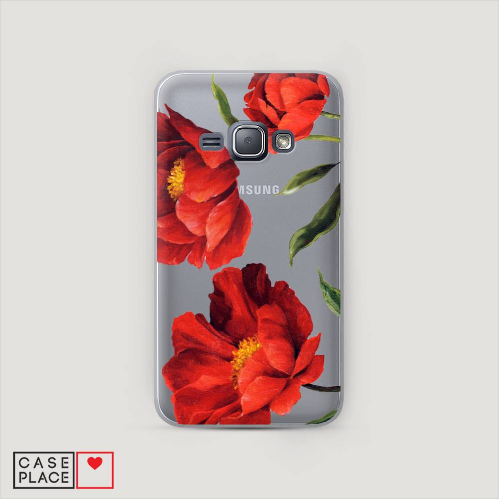 фото Чехол awog "красные маки" для samsung galaxy j1