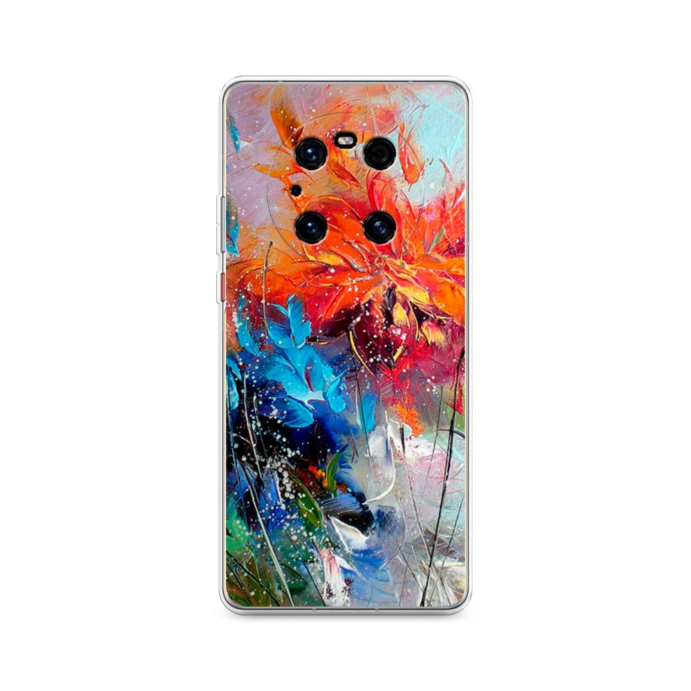 

Чехол на Huawei Mate 40 Pro "Абстрактные цветы", Оранжевый;синий, 6104450-4