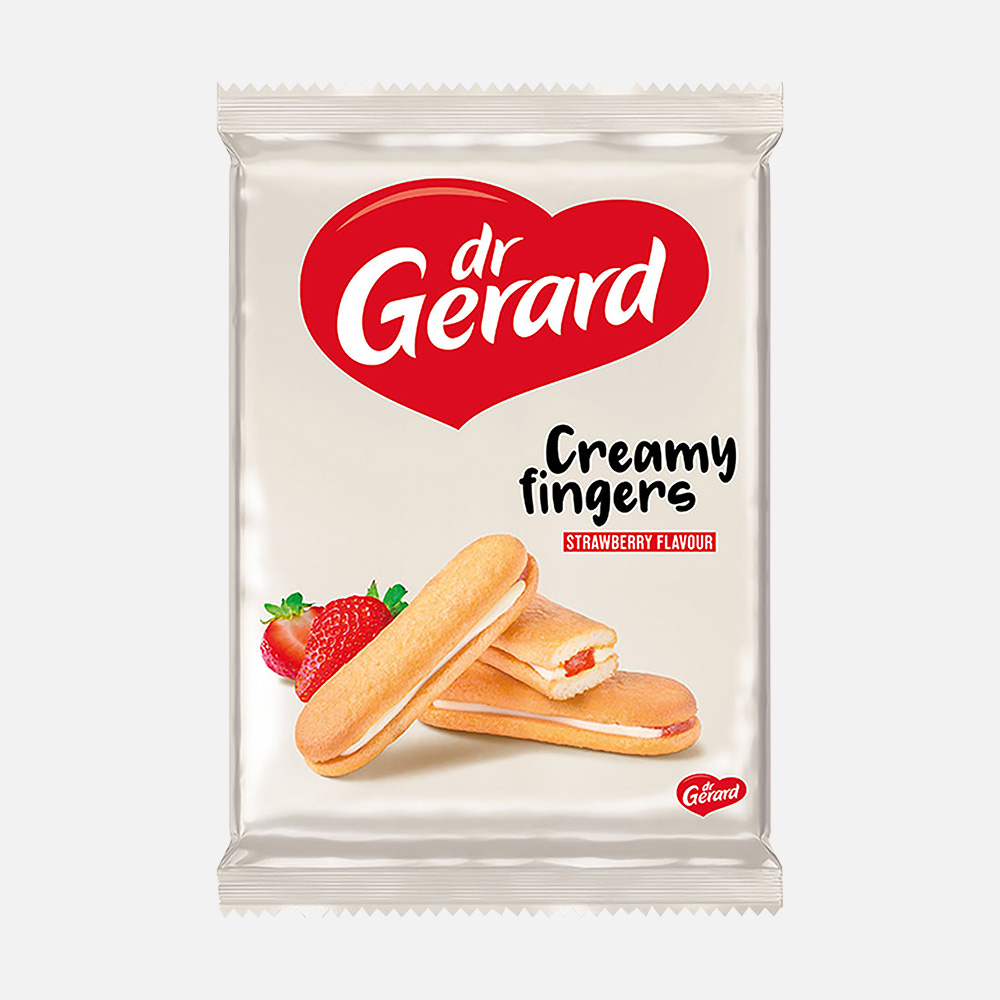 фото Печенье dr gerard creamy fingers с кремовой начинкой со вкусом клубники, 170 г