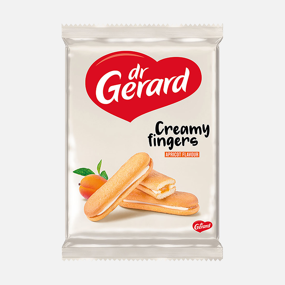 Печенье Dr Gerard Creamy Fingers с кремовой начинкой со вкусом абрикоса, 170 г