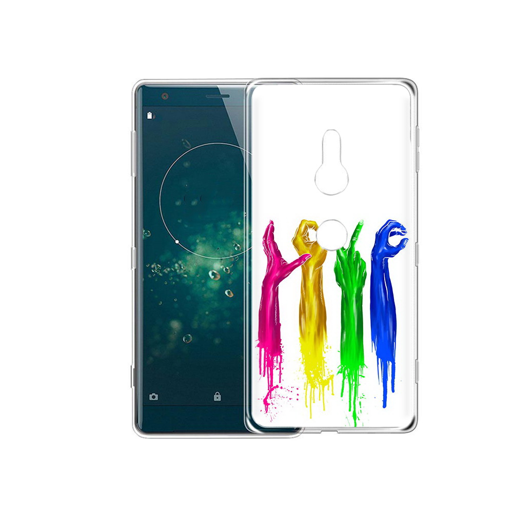 

Чехол MyPads Tocco для Sony Xperia XZ2 яркие руки love, Прозрачный, Tocco