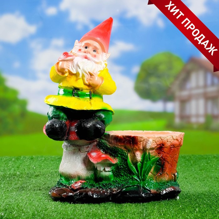 

Цветочное кашпо Хорошие сувениры Гном на мухоморах Р00013442 0,7 л разноцветный 1 шт., Гном на мухоморах