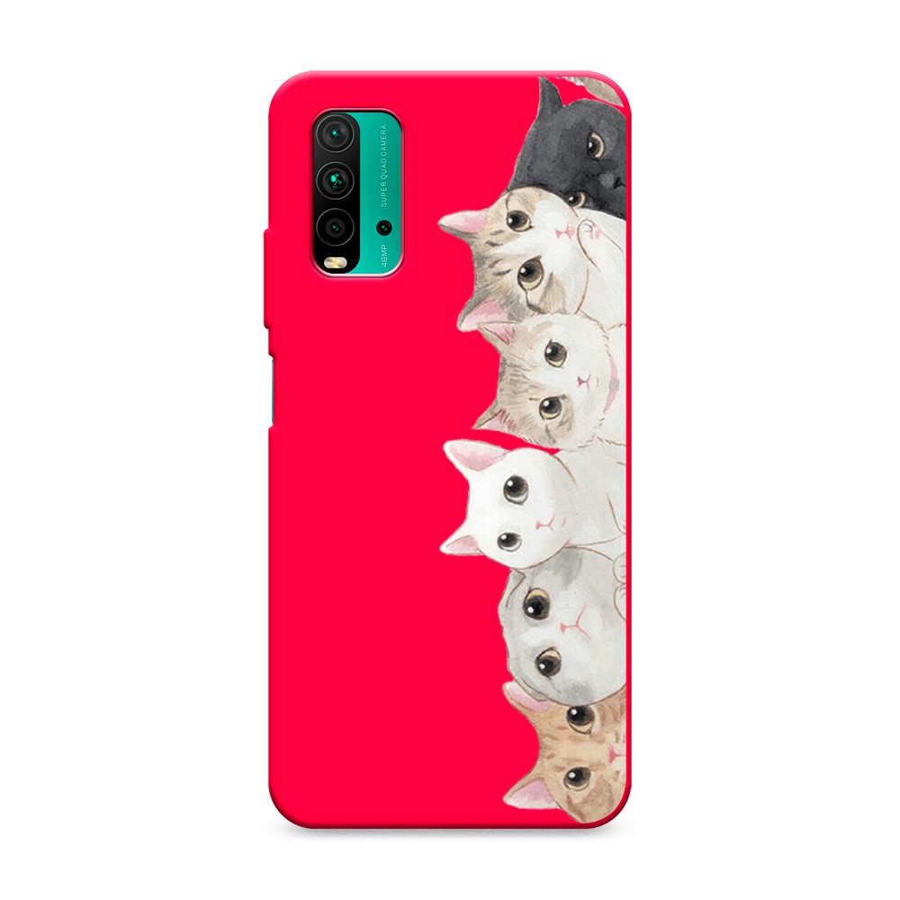 

Матовый силиконовый чехол "Котики" на Xiaomi Redmi 9T, Котики
