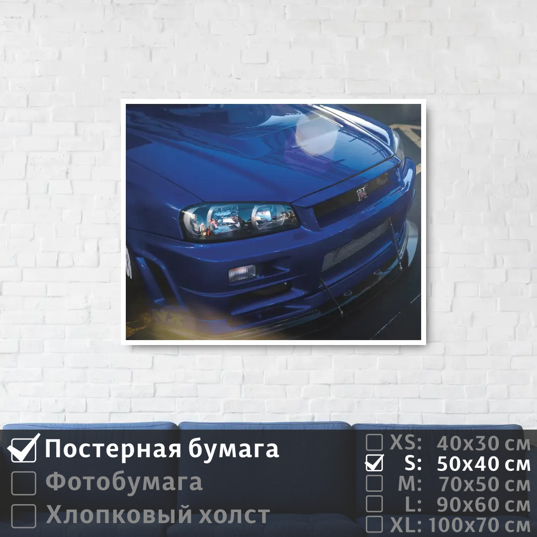 

Постер на стену ПолиЦентр Синий ниссан 50х40 см, СинийНиссан