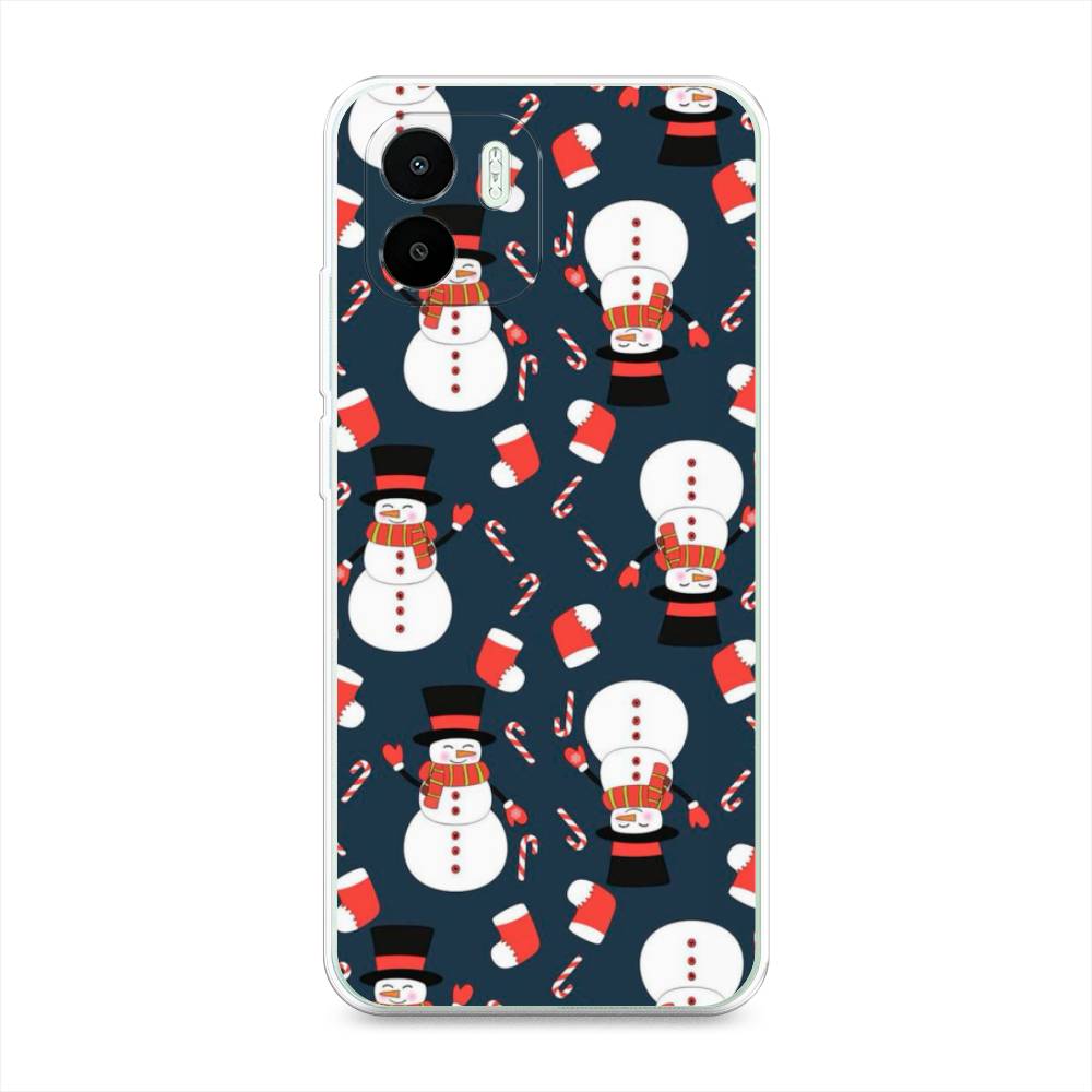 

Чехол на Xiaomi Redmi A1 "Синие снеговики", Синий;белый;красный, 316350-5