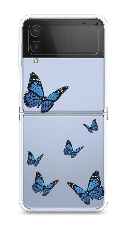 

Чехол на Samsung Galaxy Z Flip 4 "Blue butterflies", Синий;черный, 2106650-1