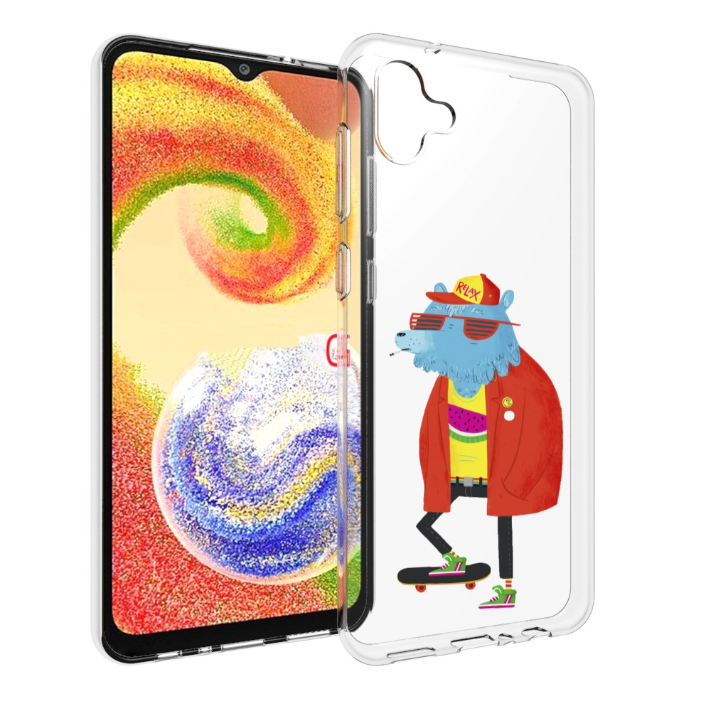 

Чехол MyPads медведь на скейте для Samsung Galaxy A04, Прозрачный, Tocco