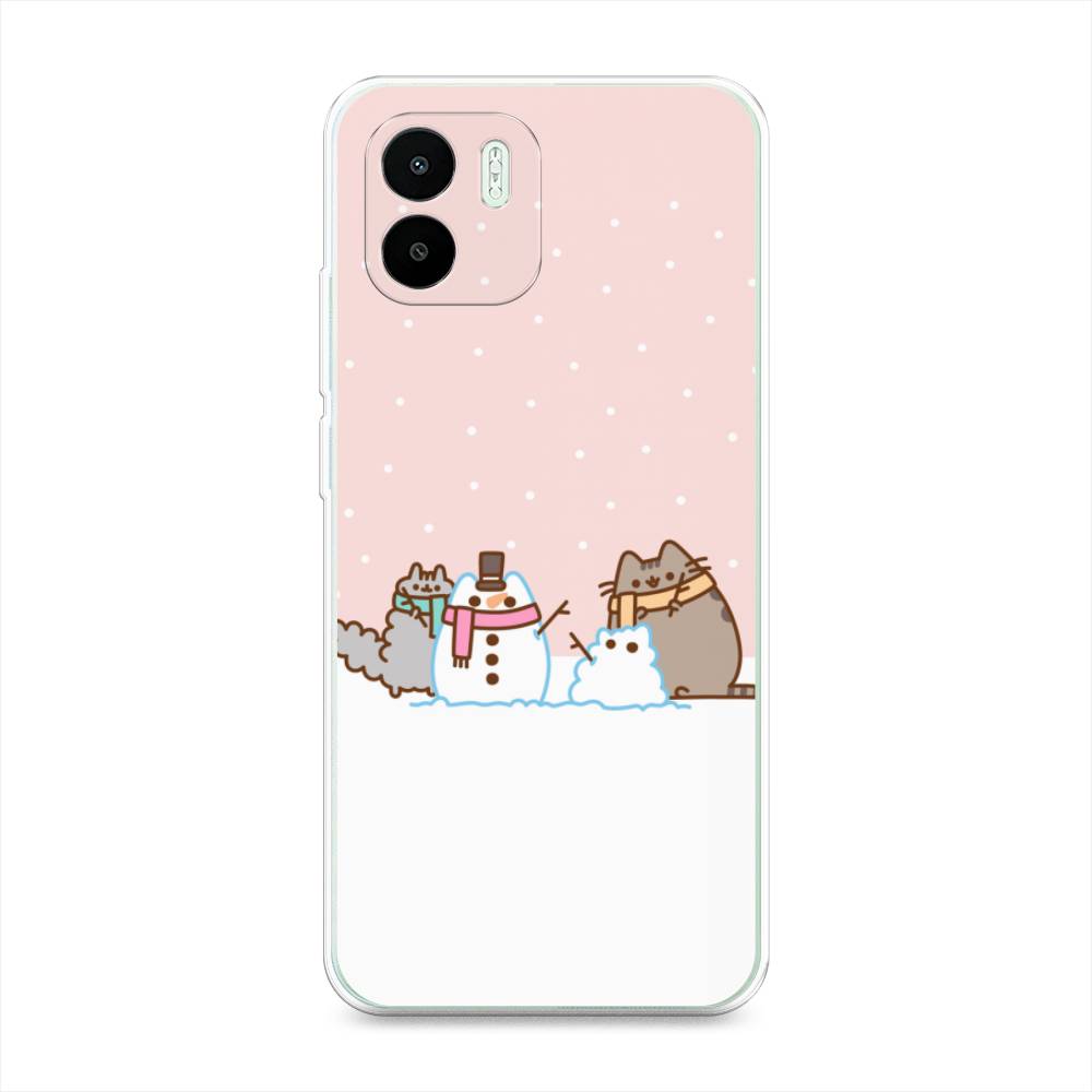 

Чехол на Xiaomi Redmi A1 "Котики в снегу", Розовый;белый;серый, 316350-5