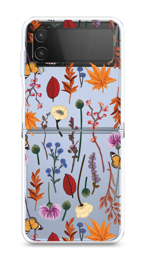 

Чехол на Samsung Galaxy Z Flip 4 "Orange Purple flowers", Оранжевый;красный;розовый;желтый;прозрачный, 2106650-1