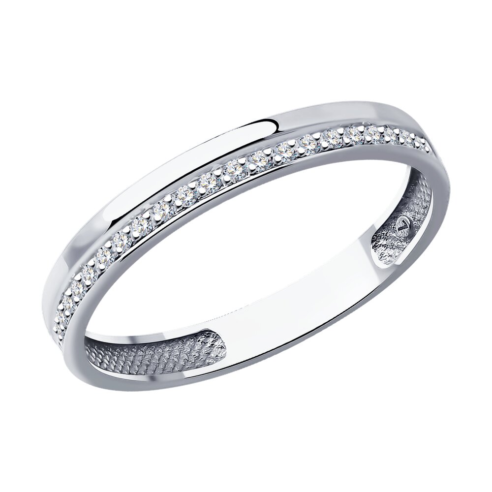 Кольцо обручальное из белого золота с бриллиантом р. 17,5 SOKOLOV Diamonds 1110218-3