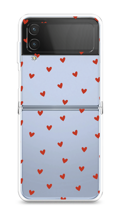 

Чехол на Samsung Galaxy Z Flip 4 "Red hearts", Красный;прозрачный, 2106650-1