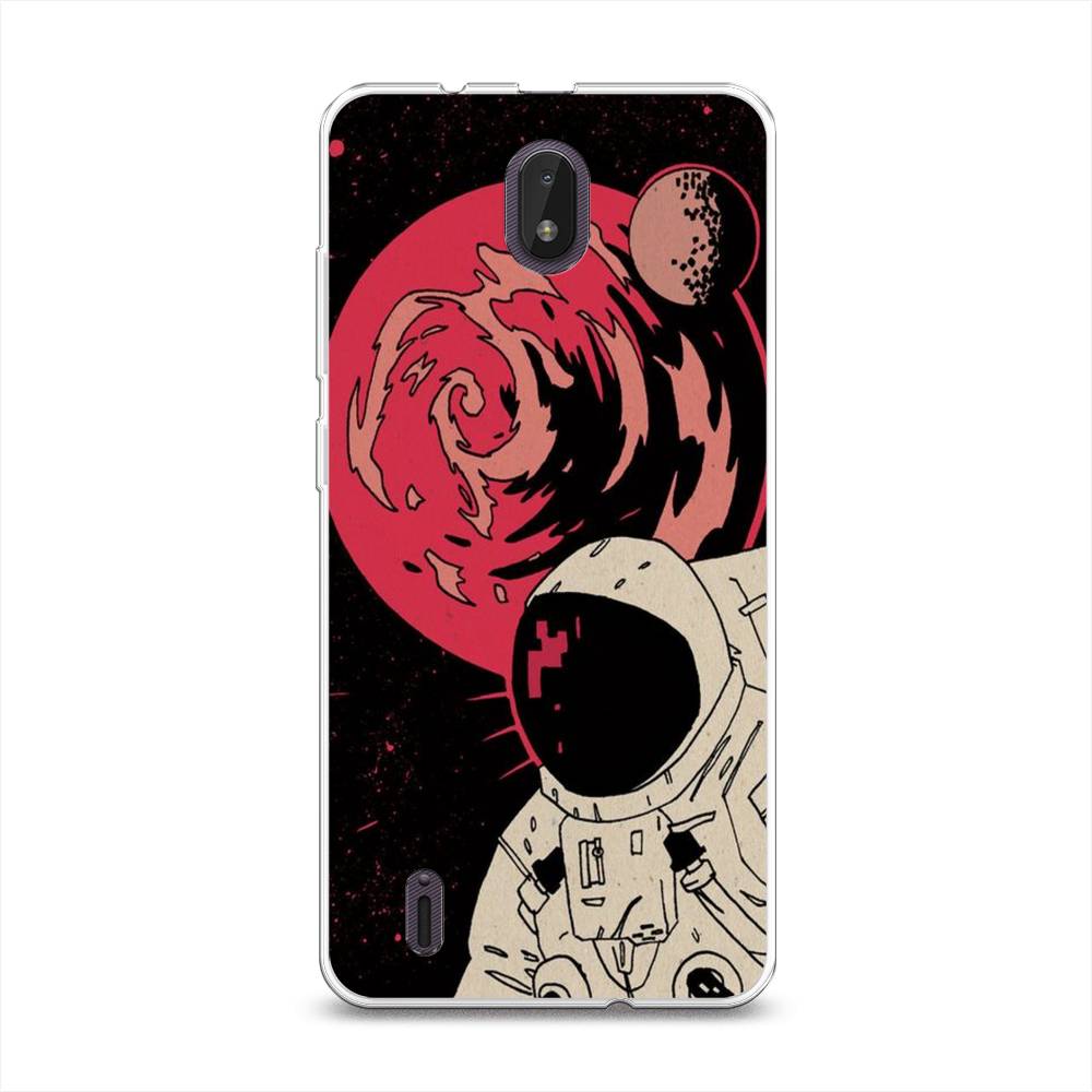 

Чехол на Nokia C01 Plus "Космонавт возле Марса", Черный;красный, 125250-2