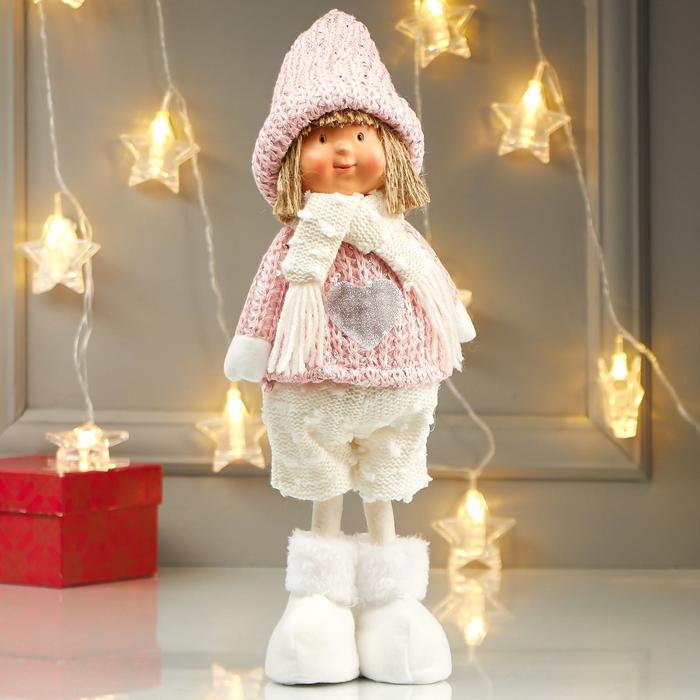 фото Кукла интерьерная "мальчик в розовом свитере со звёздочкой" 38х10х14 см bazar