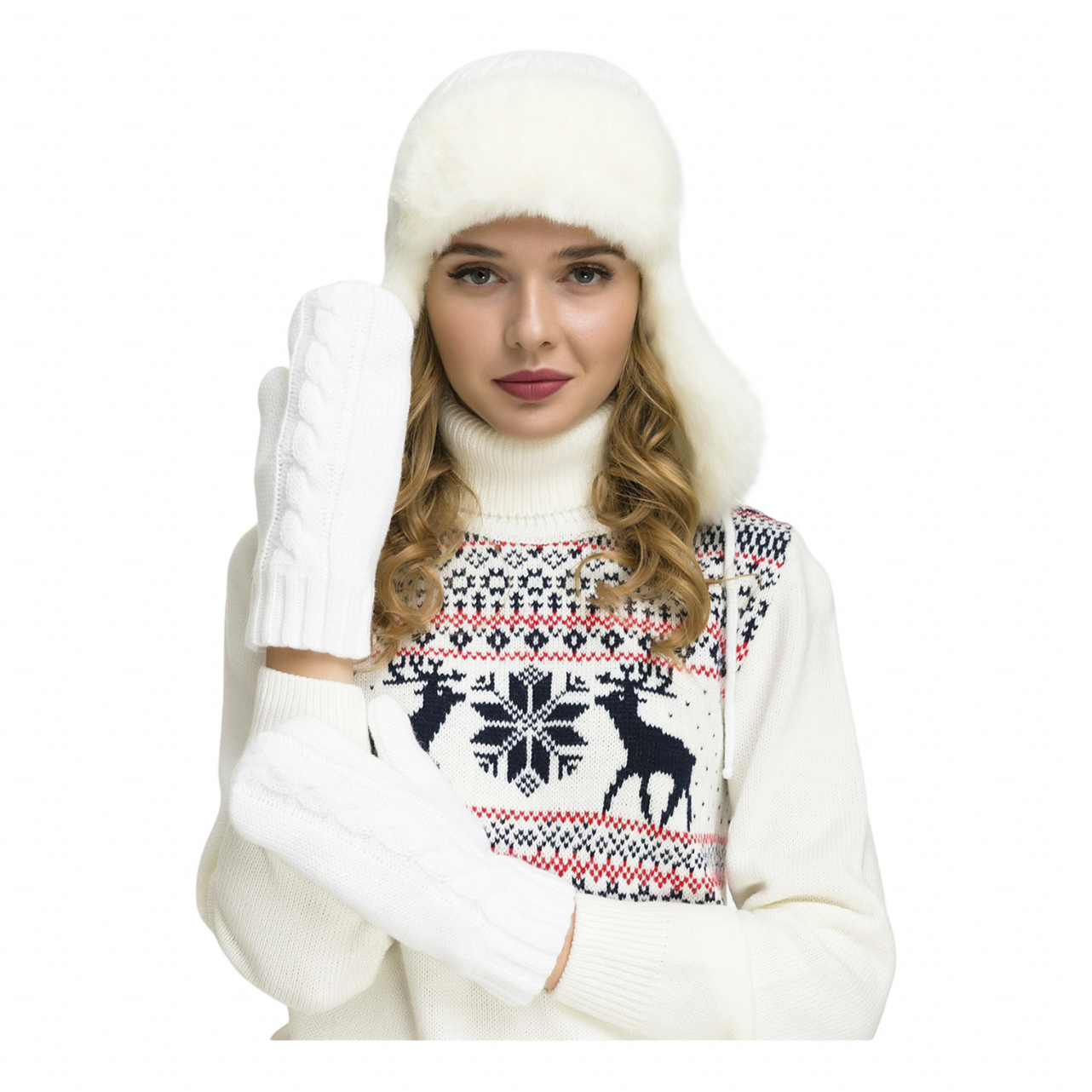 Варежки женские Win&Wool АМ253 белый, S