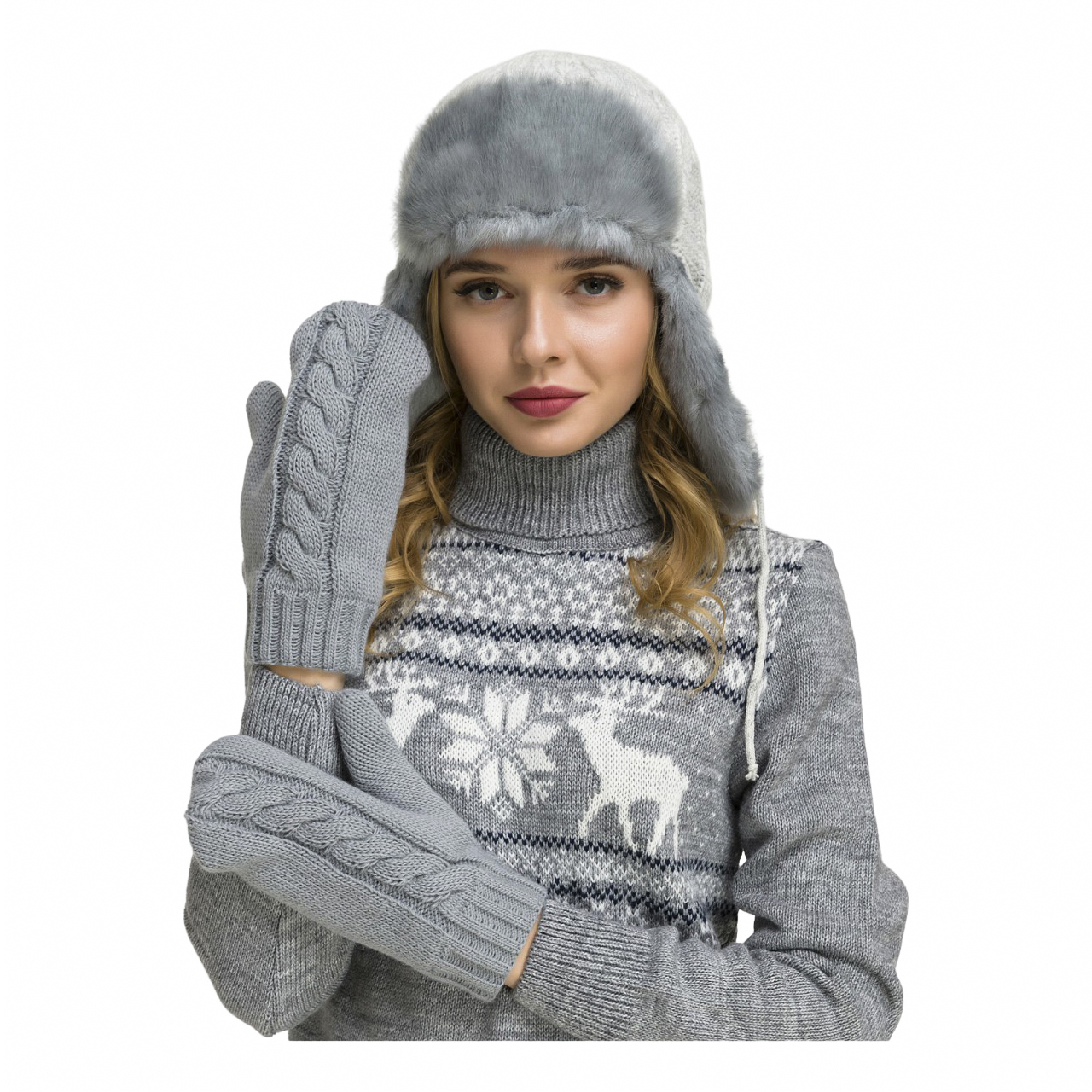 Варежки женские Win&Wool АМ253 серый, S