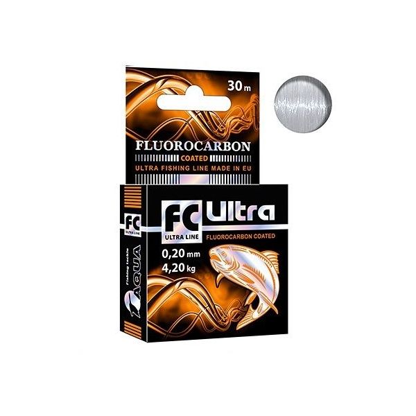 фото Леска зимняя для рыбалки aqua fc ultra fluorocarbon coated 0,20mm 30m, 1 штука