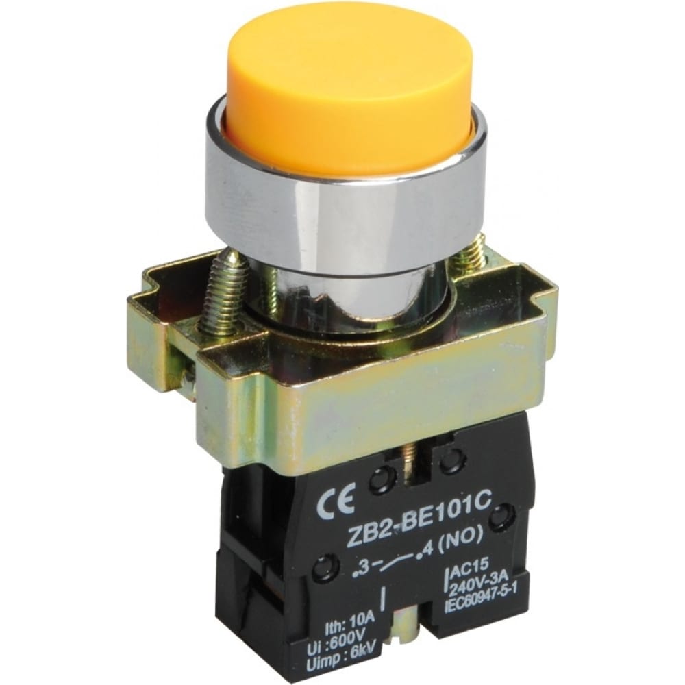 фото Кнопка управления iek, lay5-bl51, без подсветки, 1з, иэк, желтая bbt71-bl-k05