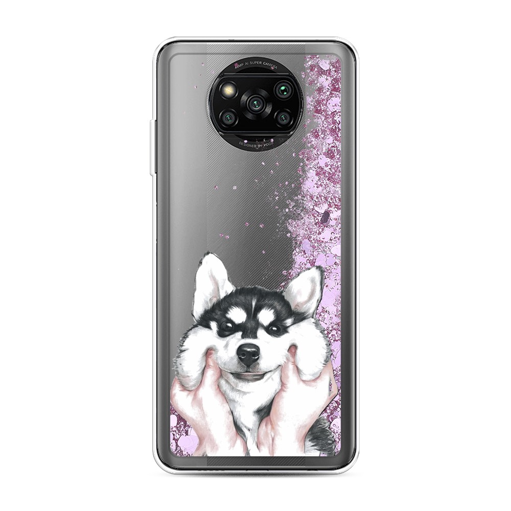 

Жидкий чехол с блестками "Щечки хаски" на Xiaomi Poco X3 Pro, 310694-1