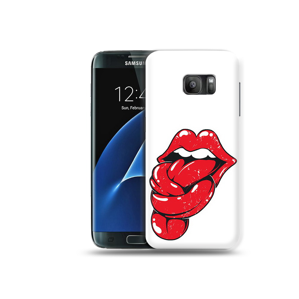 

Чехол MyPads Tocco для Samsung Galaxy S7 яркие губы с языком, Прозрачный, Tocco