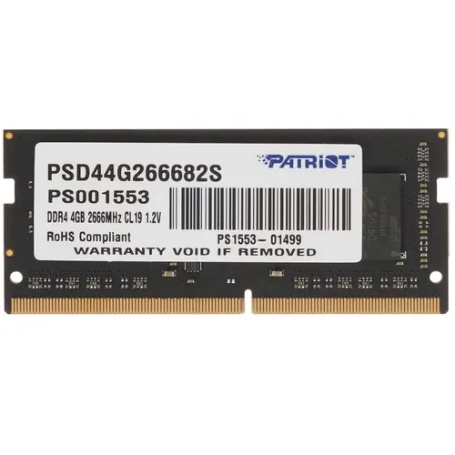 

Оперативная память Patriot Signature 4Gb DDR4 2666MHz SO-DIMM (PSD44G266682S), Signature Line 4GB DDR4 SODIMM PC4-21300 PSD44G266682S