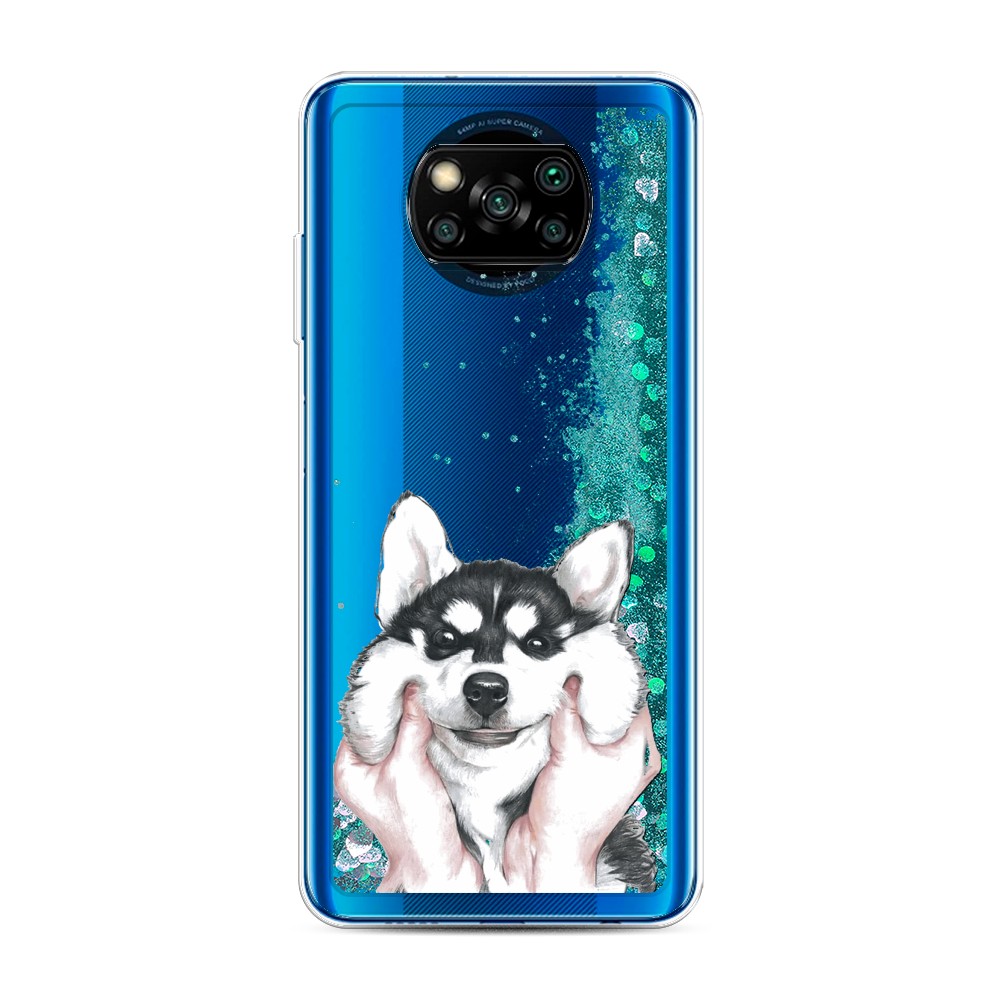 

Жидкий чехол с блестками "Щечки хаски" на Xiaomi Poco X3 NFC, 39295-1